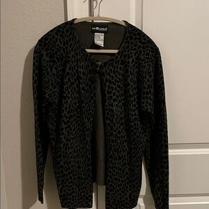 Sag Harbor Large Black Animal Print Cardigan